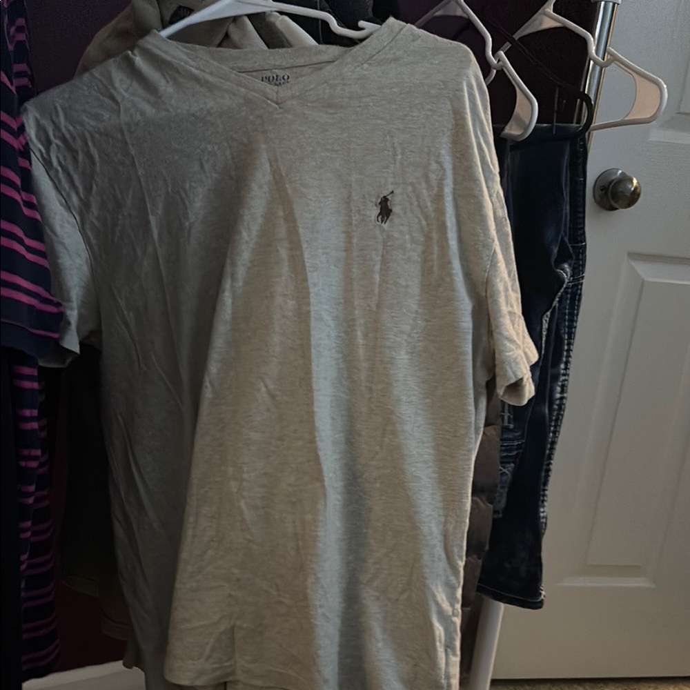 Polo by Ralph Lauren Gray V-Neck Men's Shirt